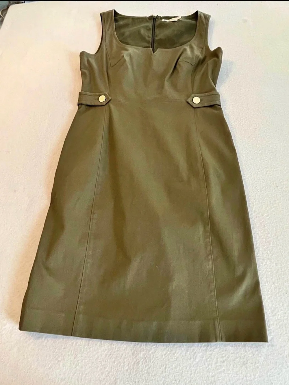 Tory Burch Olive Green Sleeveless Sheath Dress